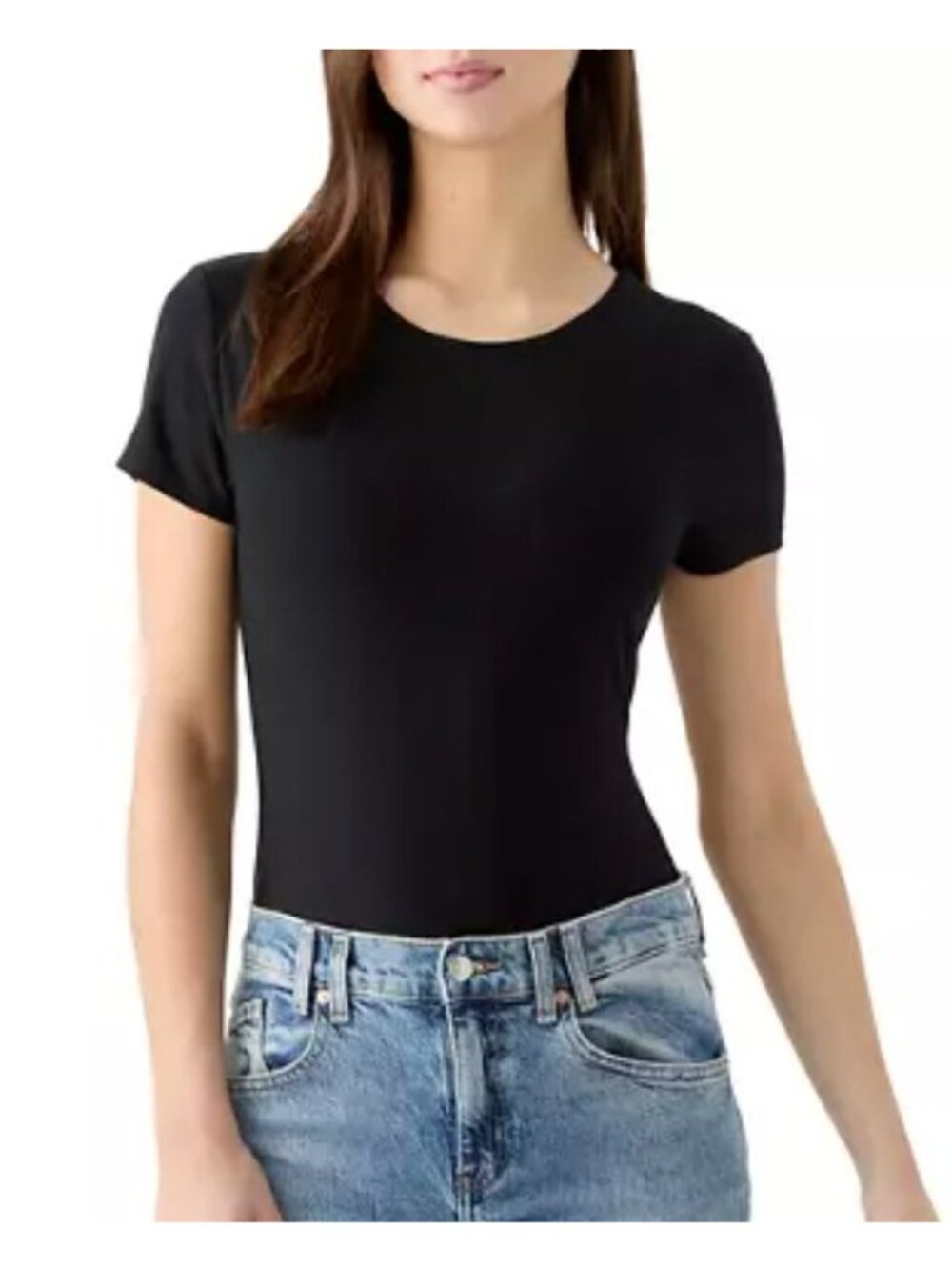NWT Olive + Oak Black Short Sleeve Stretch Bodysuit Size M - Picture 2 of 10